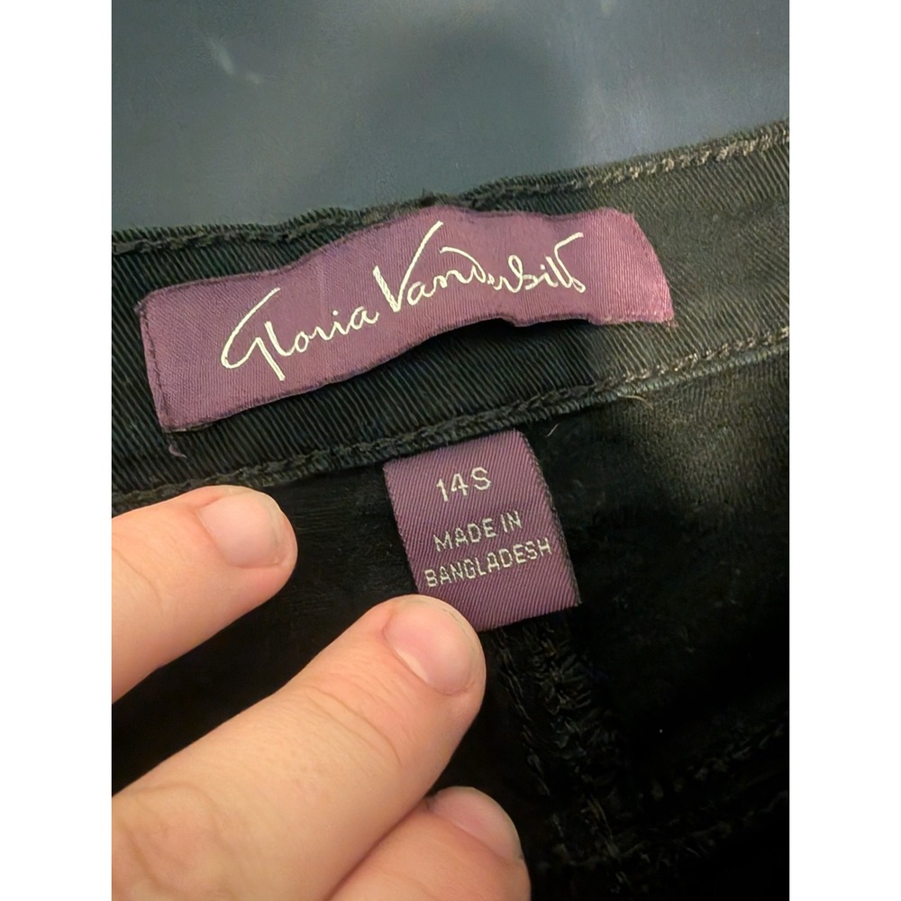 Gloria Vanderbilt High Rise Straight Leg Black Dark Wash Denim Jeans Women's 14S - Picture 2 of 11